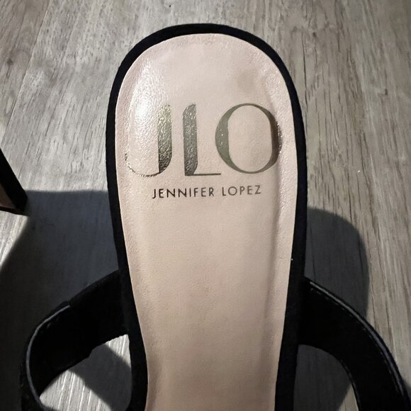 JLO Jennifer Lopez Ericka Black Heeled Sandals Two-Strap Square Toe size 7 - Picture 5 of 7